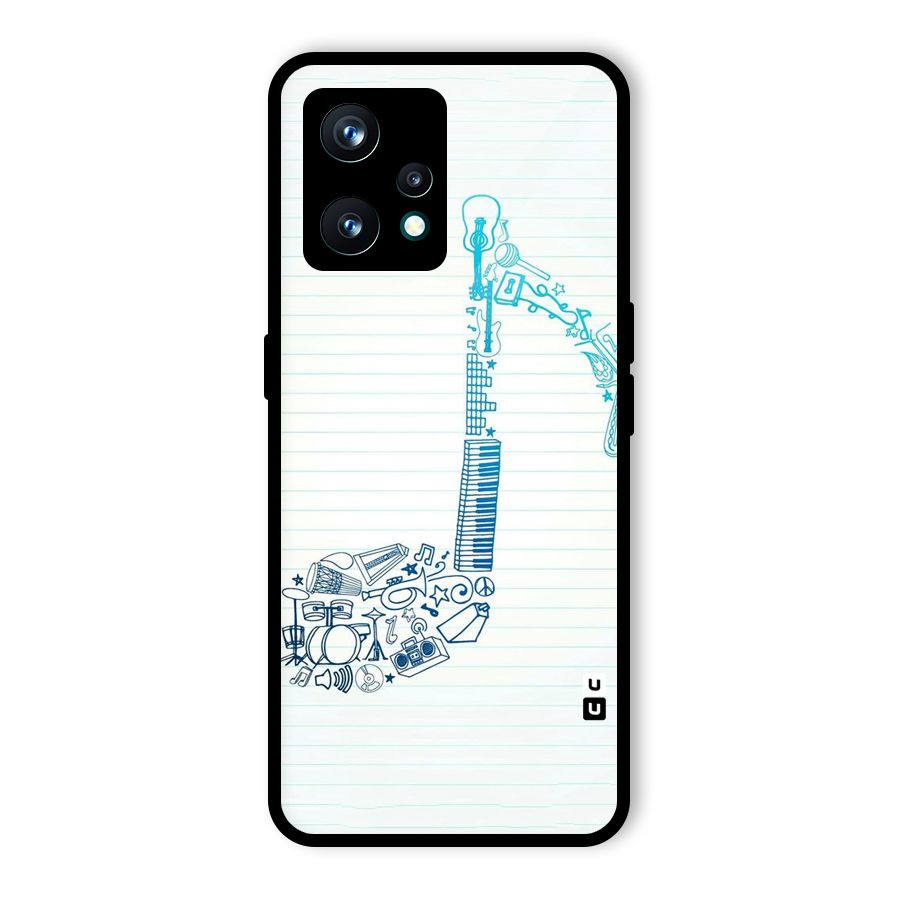 Music Note Design Glass Back Case for Realme 9 Pro Plus 5G