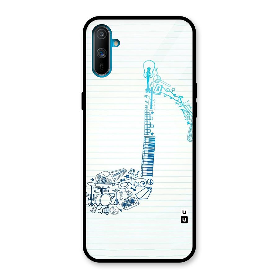 Music Note Design Glass Back Case for Realme C3