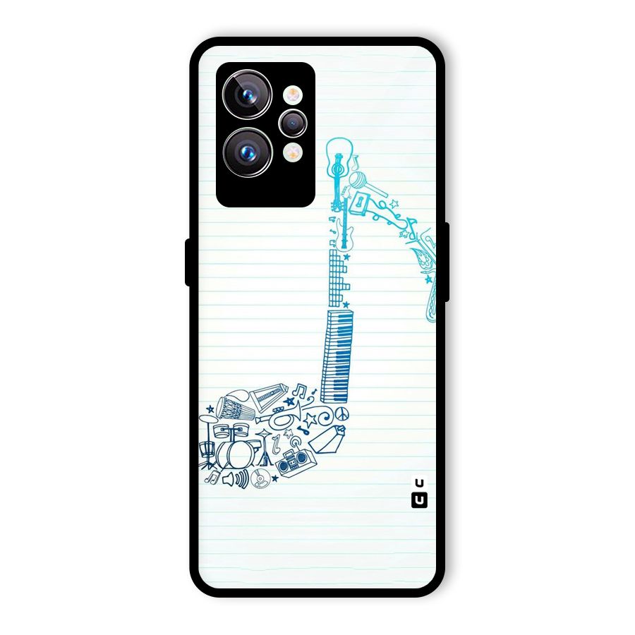 Music Note Design Glass Back Case for Realme GT2 Pro