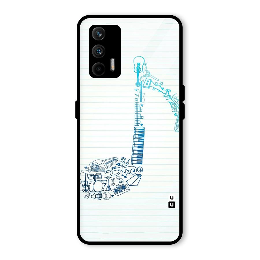 Music Note Design Glass Back Case for Realme GT 5G