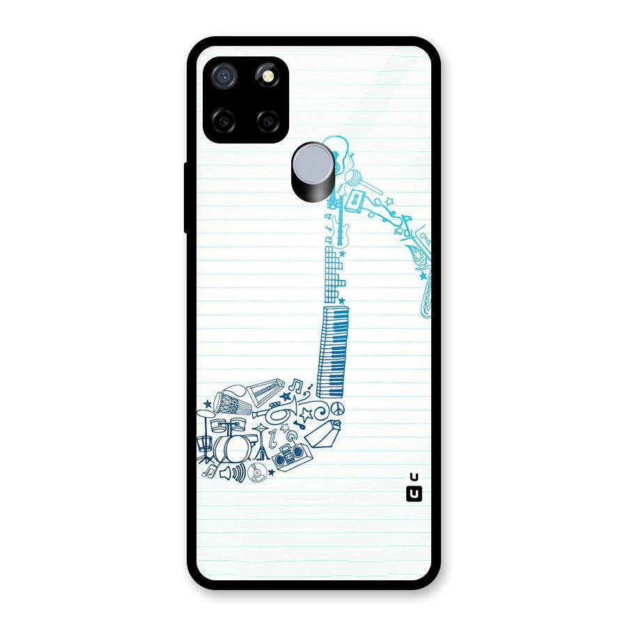 Music Note Design Glass Back Case for Realme Narzo 20