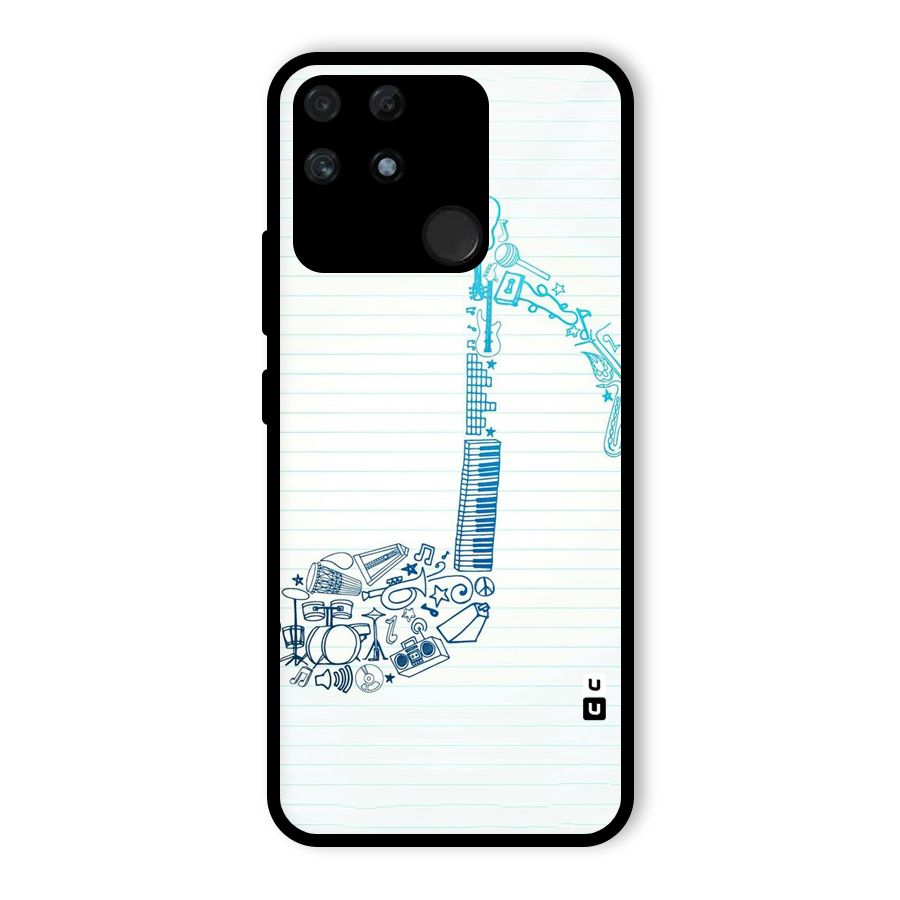 Music Note Design Glass Back Case for Realme Narzo 50A