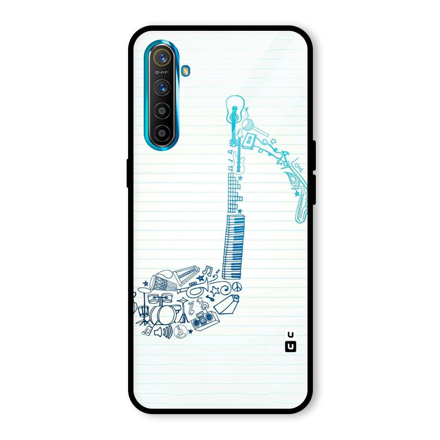 Music Note Design Glass Back Case for Realme X2