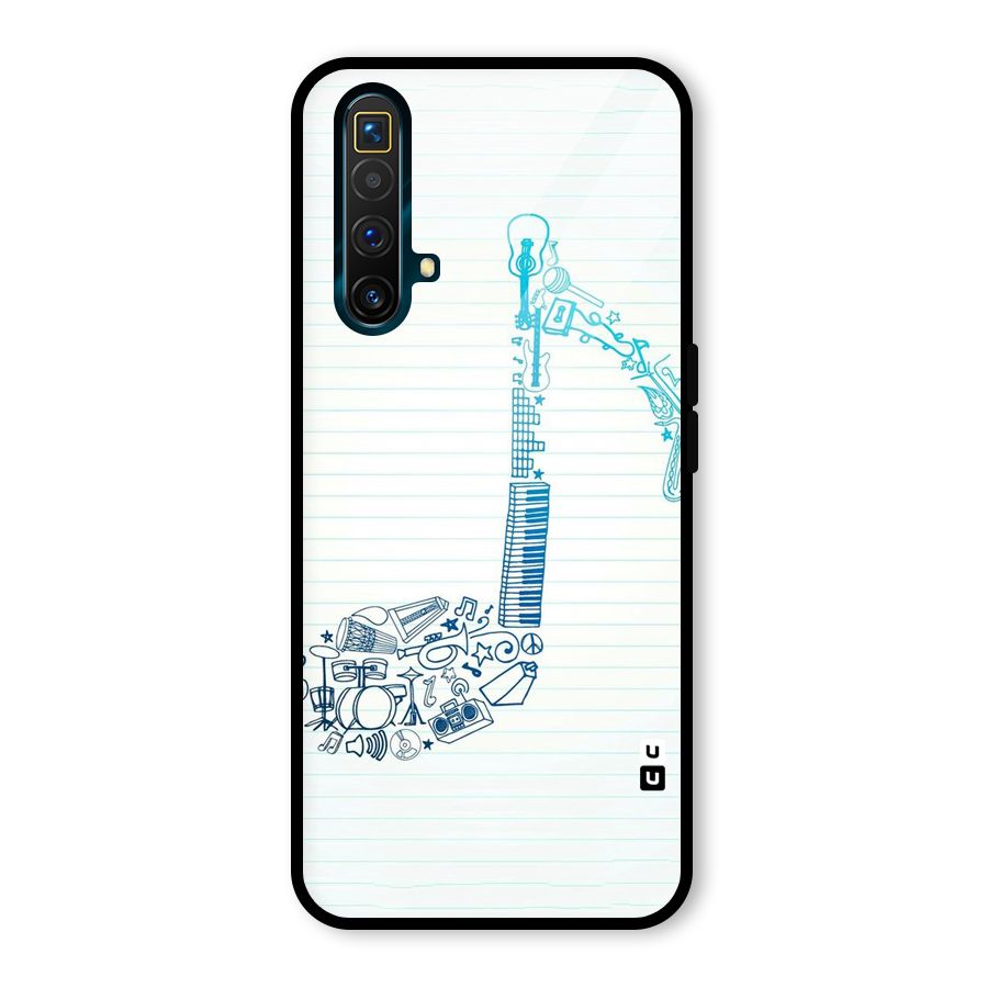 Music Note Design Glass Back Case for Realme X3