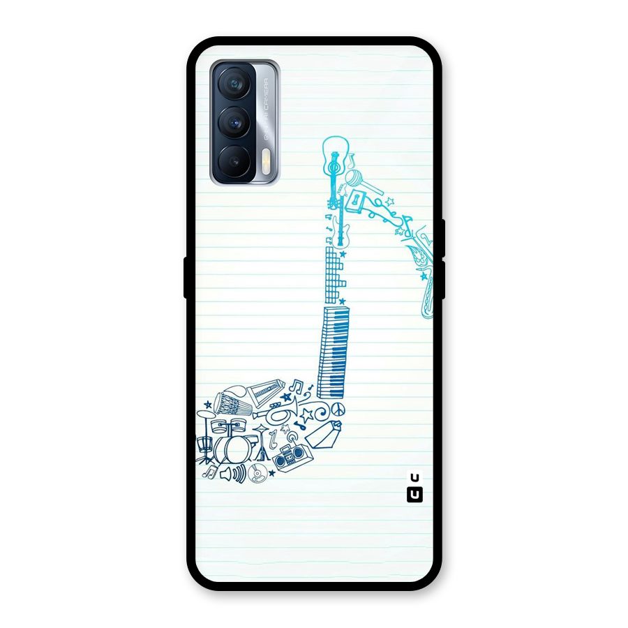 Music Note Design Glass Back Case for Realme X7
