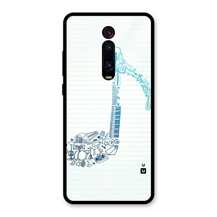 Music Note Design Glass Back Case for Redmi K20 Pro