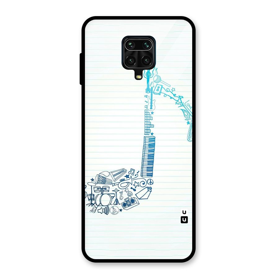 Music Note Design Glass Back Case for Redmi Note 10 Lite