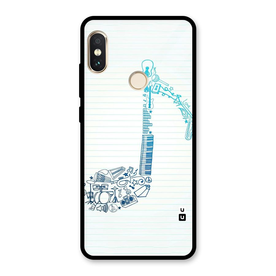 Music Note Design Glass Back Case for Redmi Note 5 Pro