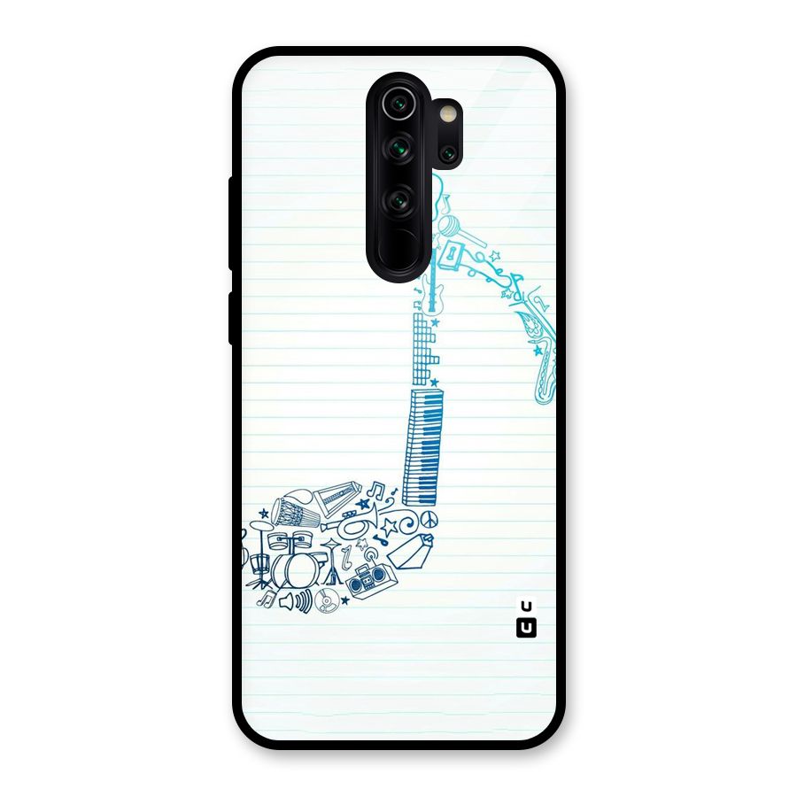 Music Note Design Glass Back Case for Redmi Note 8 Pro