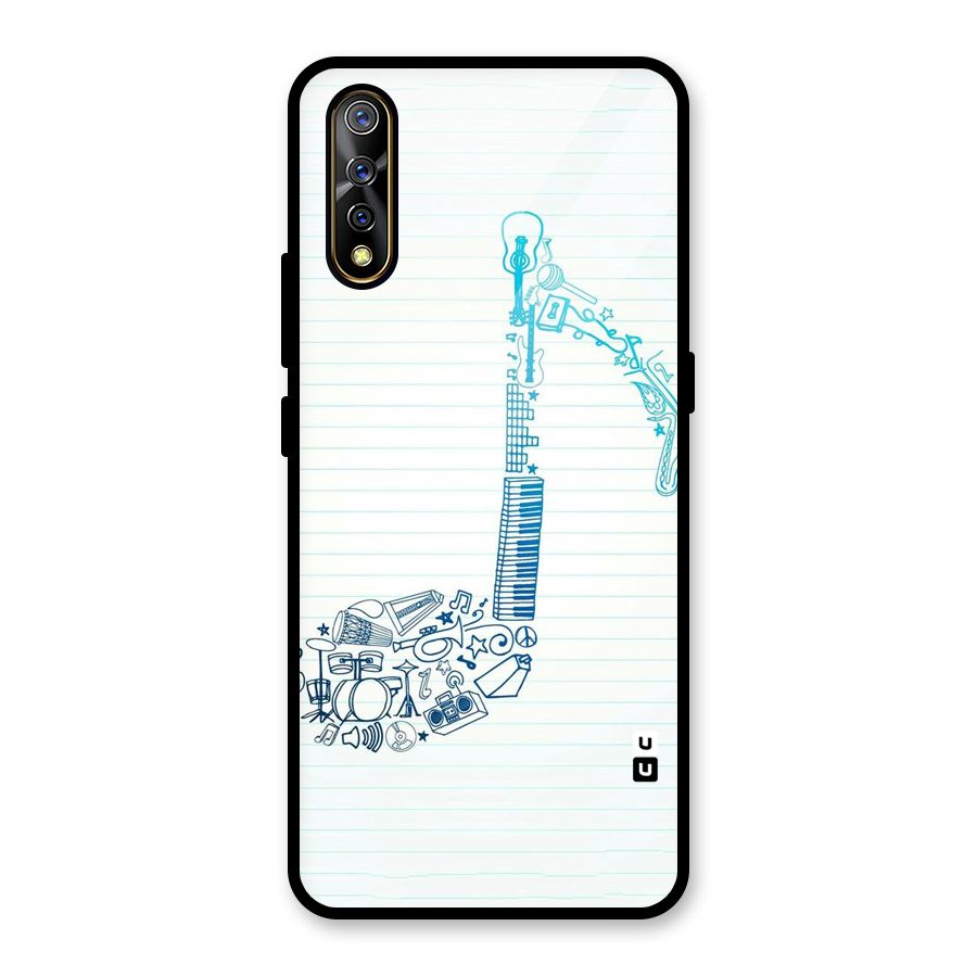 Music Note Design Glass Back Case for Vivo S1