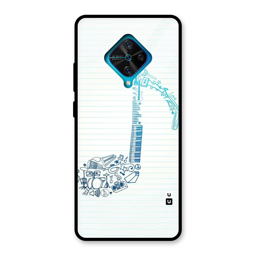 Music Note Design Glass Back Case for Vivo S1 Pro