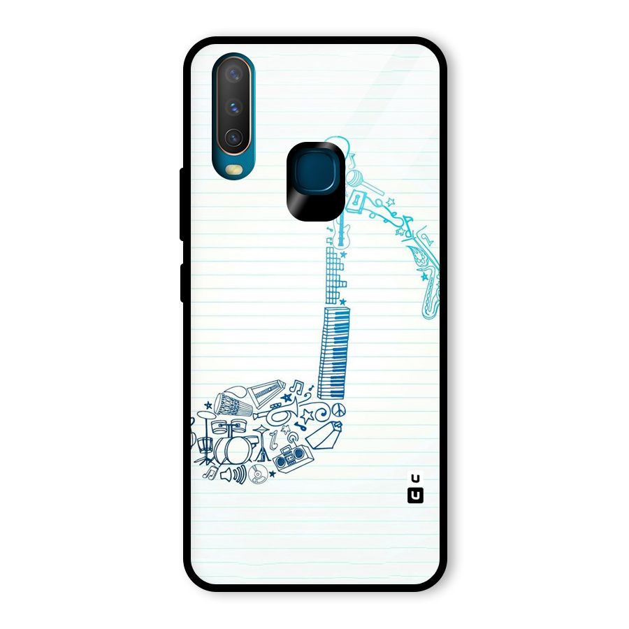 Music Note Design Glass Back Case for Vivo U10