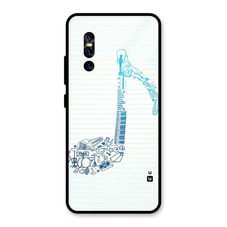 Music Note Design Glass Back Case for Vivo V15 Pro