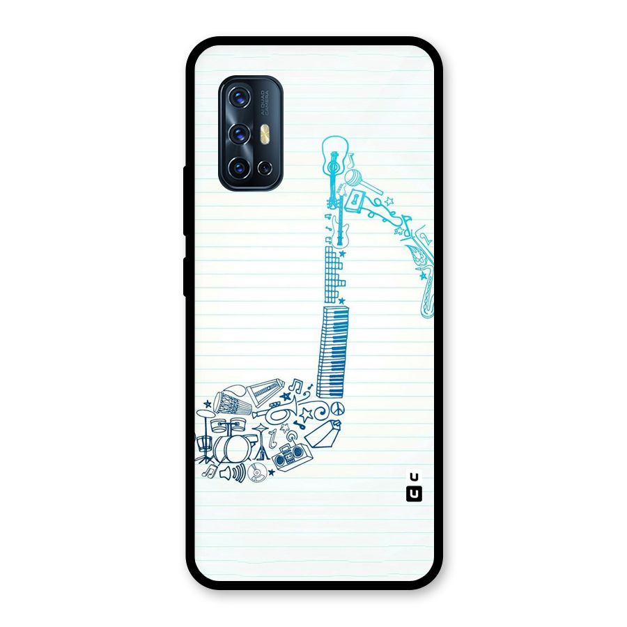 Music Note Design Glass Back Case for Vivo V17