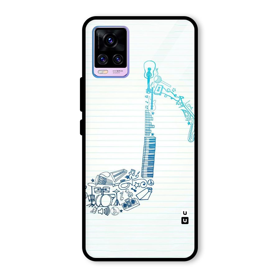 Music Note Design Glass Back Case for Vivo V20 Pro