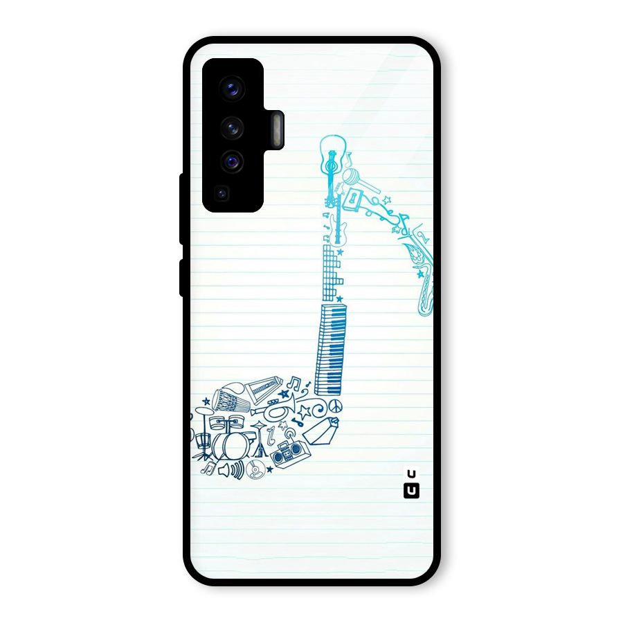 Music Note Design Glass Back Case for Vivo X50