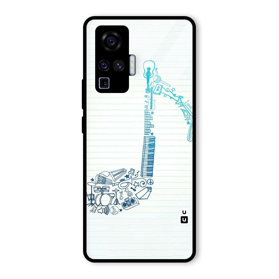 Music Note Design Glass Back Case for Vivo X50 Pro
