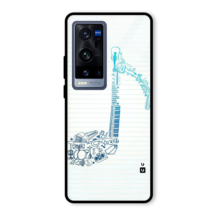 Music Note Design Glass Back Case for Vivo X60 Pro Plus