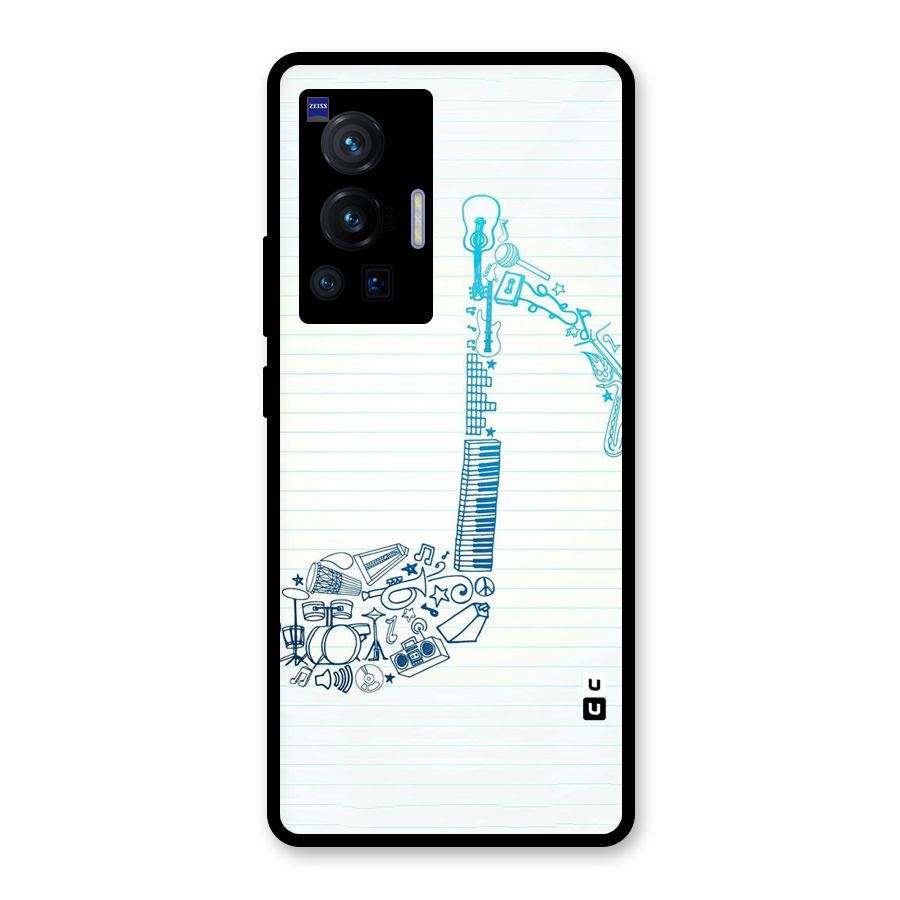 Music Note Design Glass Back Case for Vivo X70 Pro