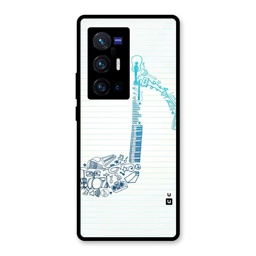 Music Note Design Glass Back Case for Vivo X70 Pro Plus