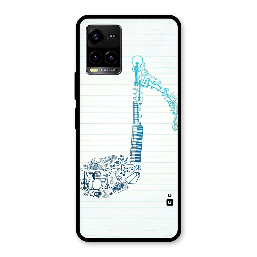 Music Note Design Glass Back Case for Vivo Y21A