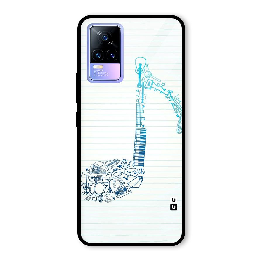Music Note Design Glass Back Case for Vivo Y73