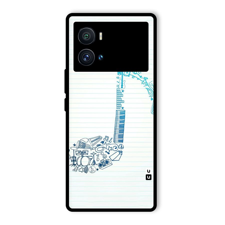 Music Note Design Glass Back Case for Vivo iQOO 9 Pro