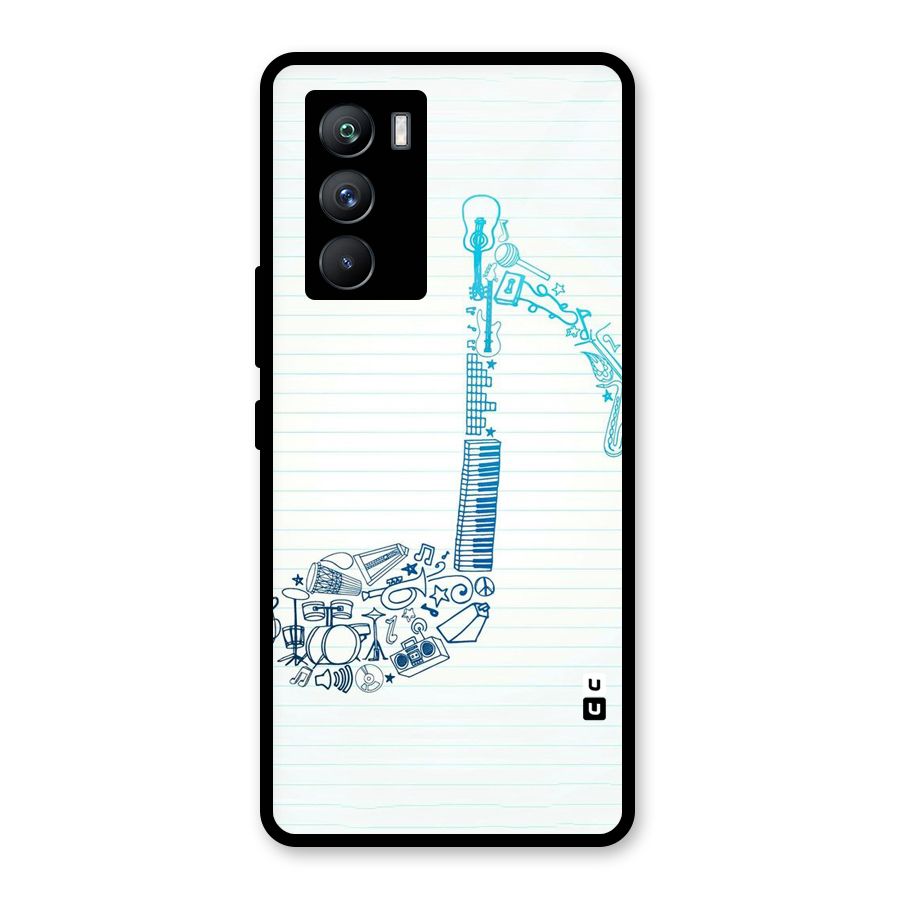 Music Note Design Glass Back Case for Vivo iQOO 9 SE