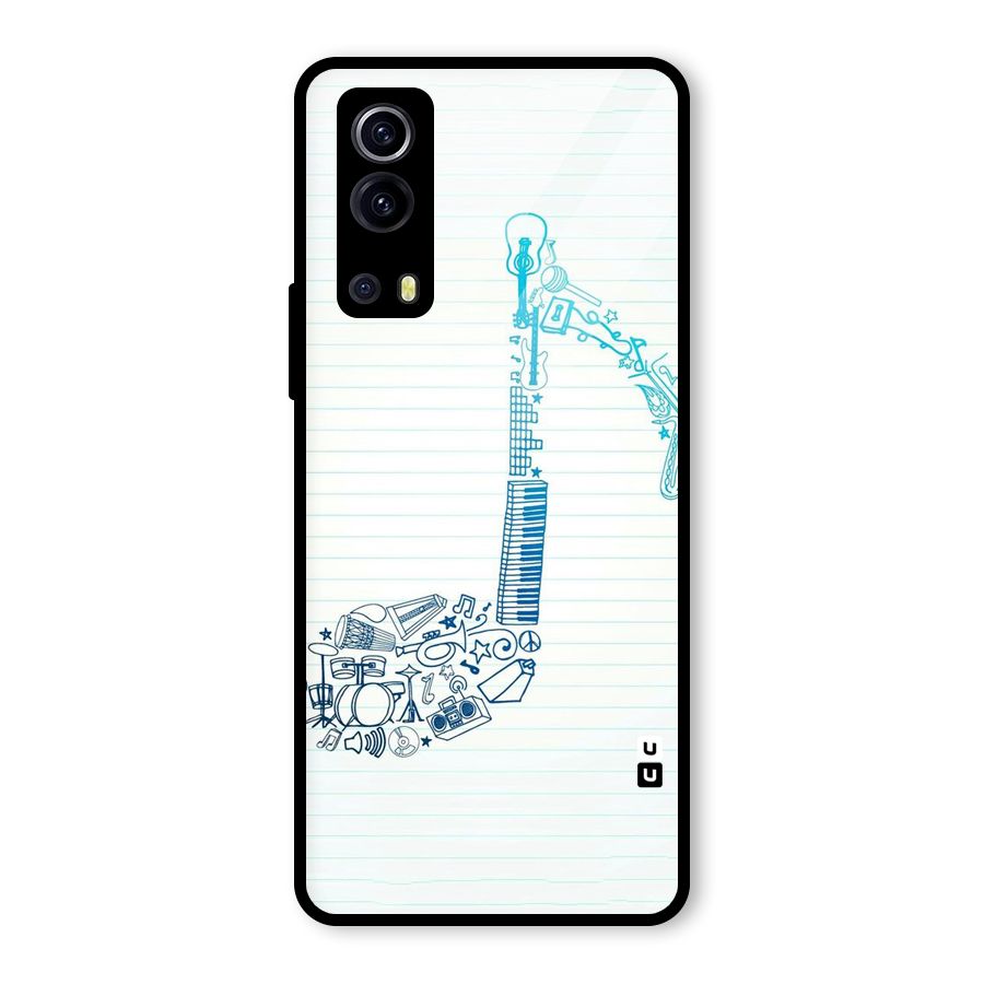 Music Note Design Glass Back Case for Vivo iQOO Z3
