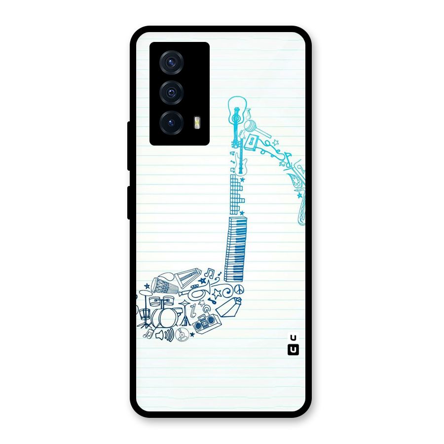 Music Note Design Glass Back Case for Vivo iQOO Z5