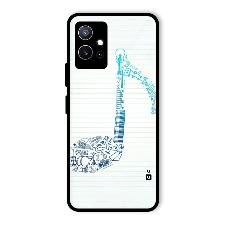 Music Note Design Glass Back Case for Vivo iQOO Z6