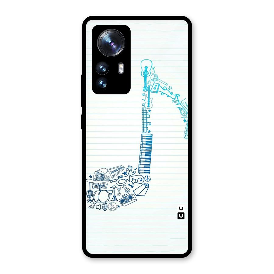 Music Note Design Glass Back Case for Xiaomi 12 Pro
