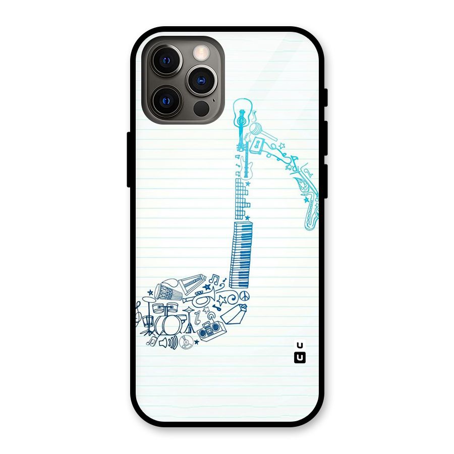 Music Note Design Glass Back Case for iPhone 12 Pro