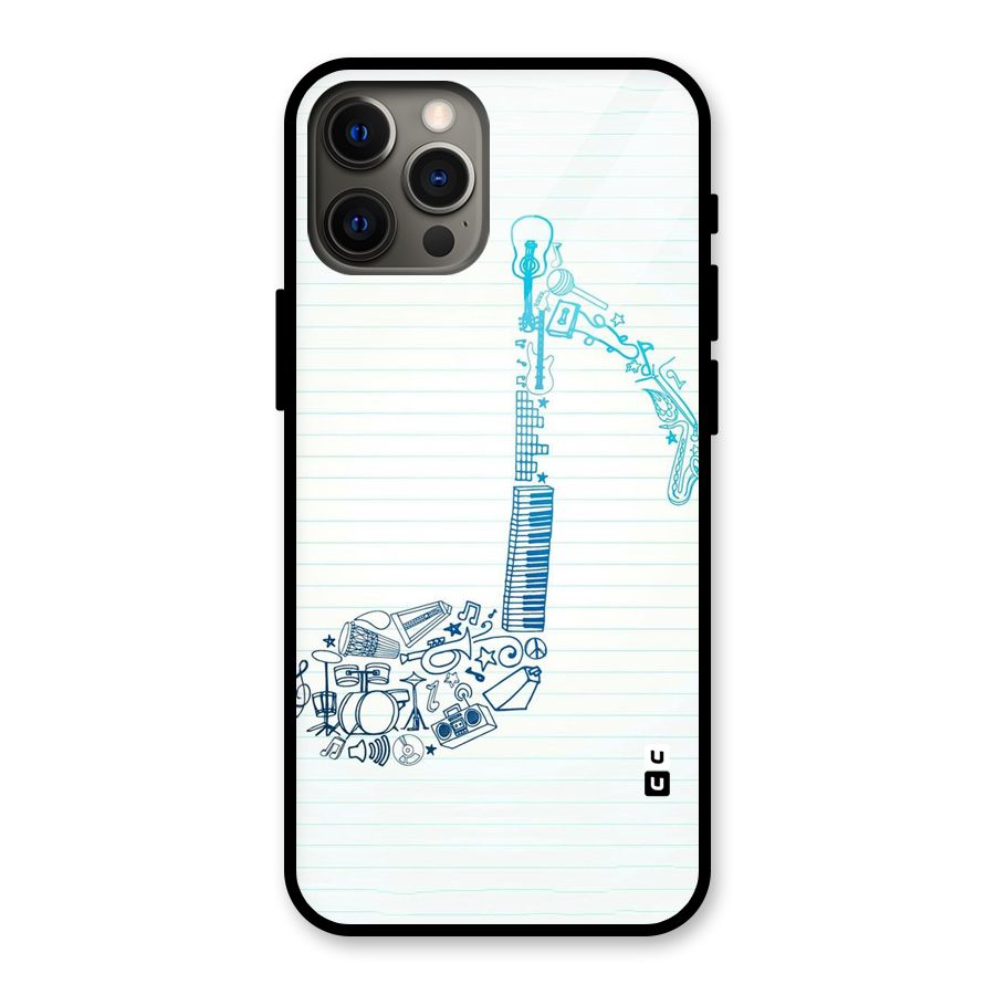 Music Note Design Glass Back Case for iPhone 12 Pro Max