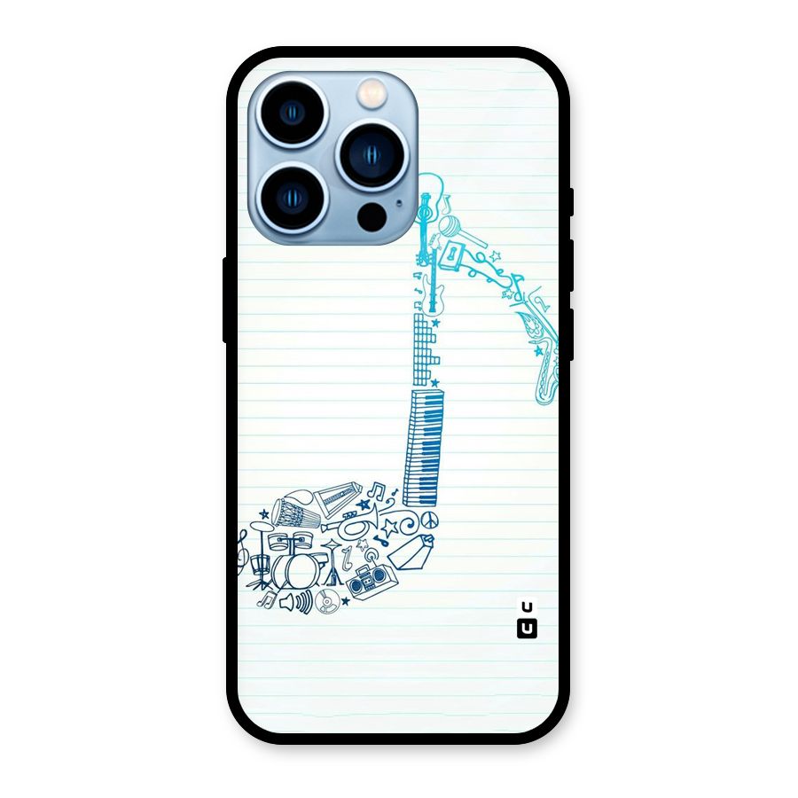 Music Note Design Glass Back Case for iPhone 13 Pro