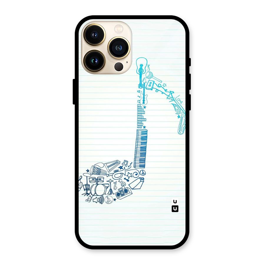 Music Note Design Glass Back Case for iPhone 13 Pro Max