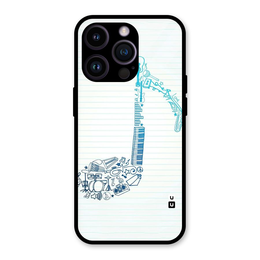 Music Note Design Glass Back Case for iPhone 14 Pro