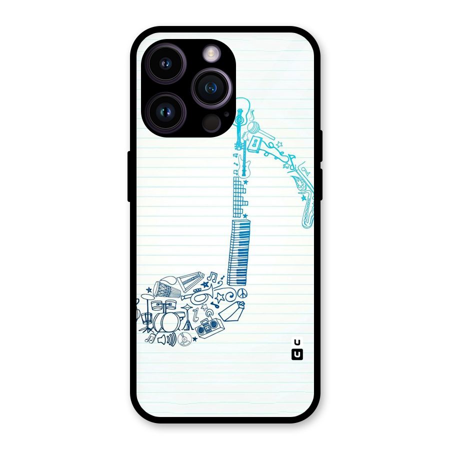 Music Note Design Glass Back Case for iPhone 14 Pro Max
