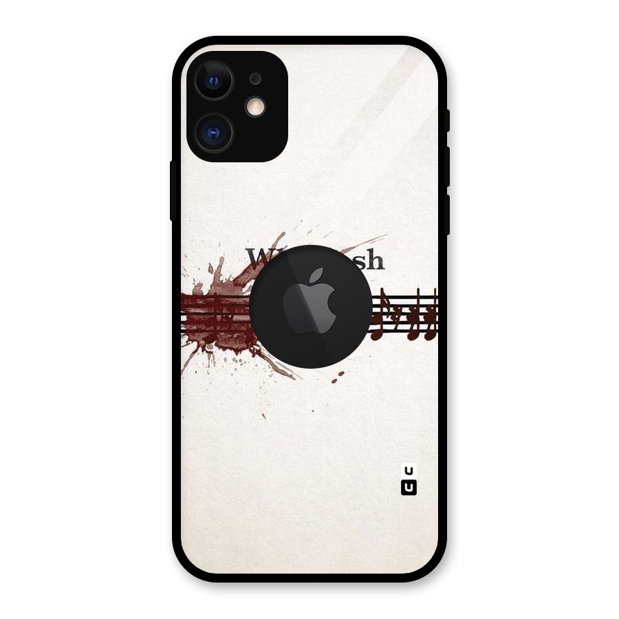 Music Notes Splash Glass Back Case for iPhone 11 Logo Cut