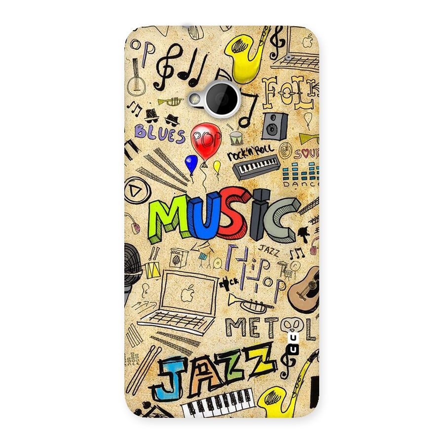 Music Pattern Back Case for HTC One M7