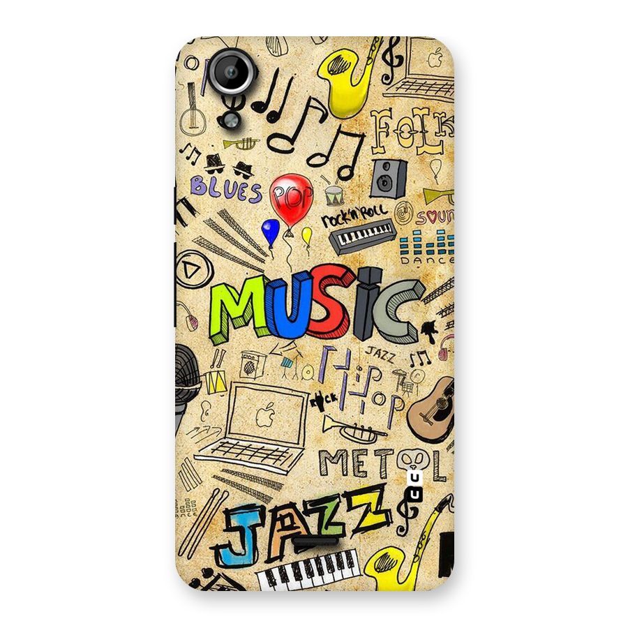 Music Pattern Back Case for Micromax Canvas Selfie Lens Q345