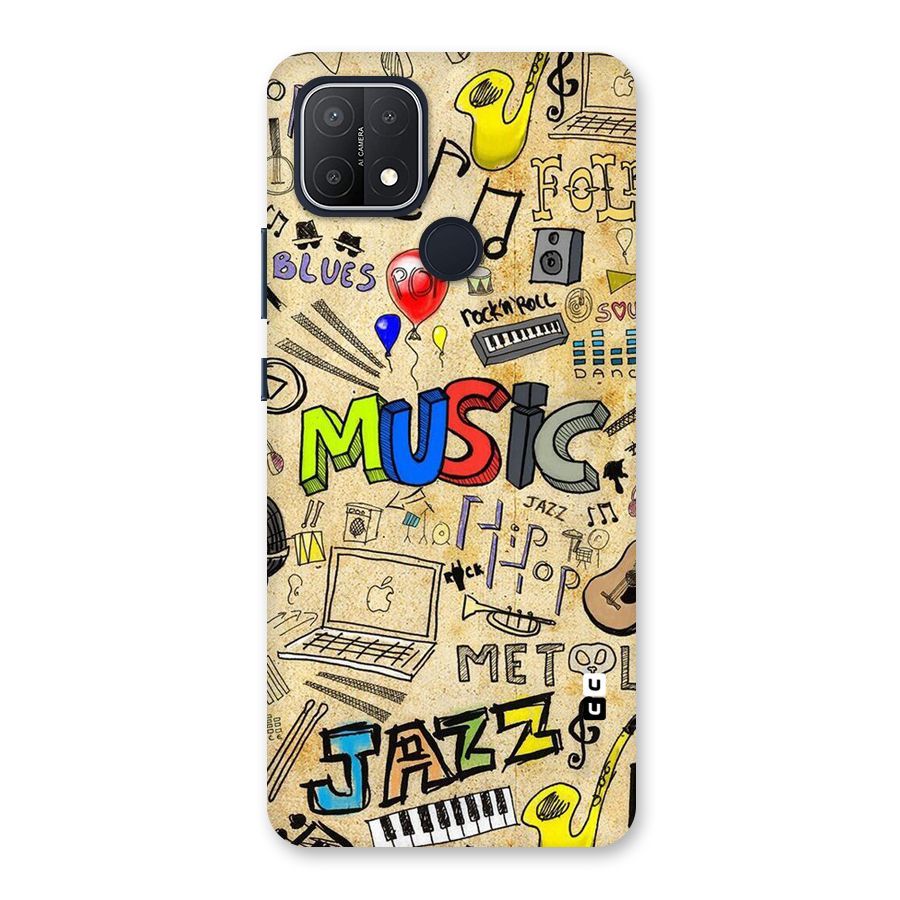Music Pattern Back Case for Oppo A15