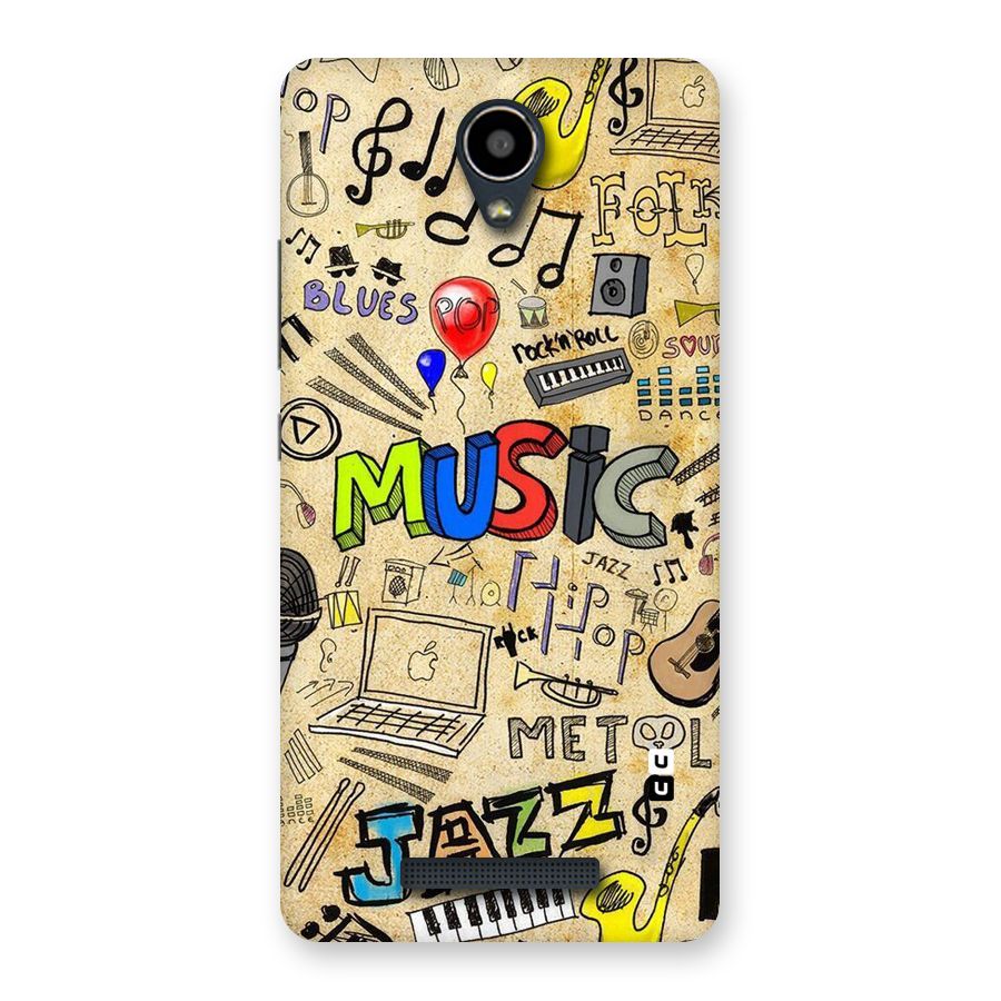Music Pattern Back Case for Redmi Note 2