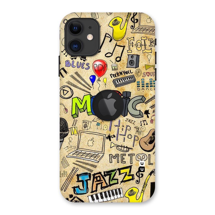 Music Pattern Back Case for iPhone 11 Logo Cut