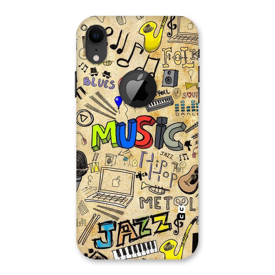 Music Pattern Back Case for iPhone XR Logo Cut