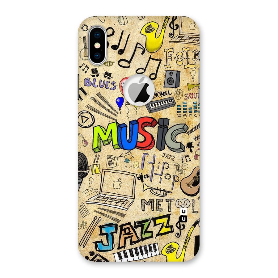 Music Pattern Back Case for iPhone X Logo Cut