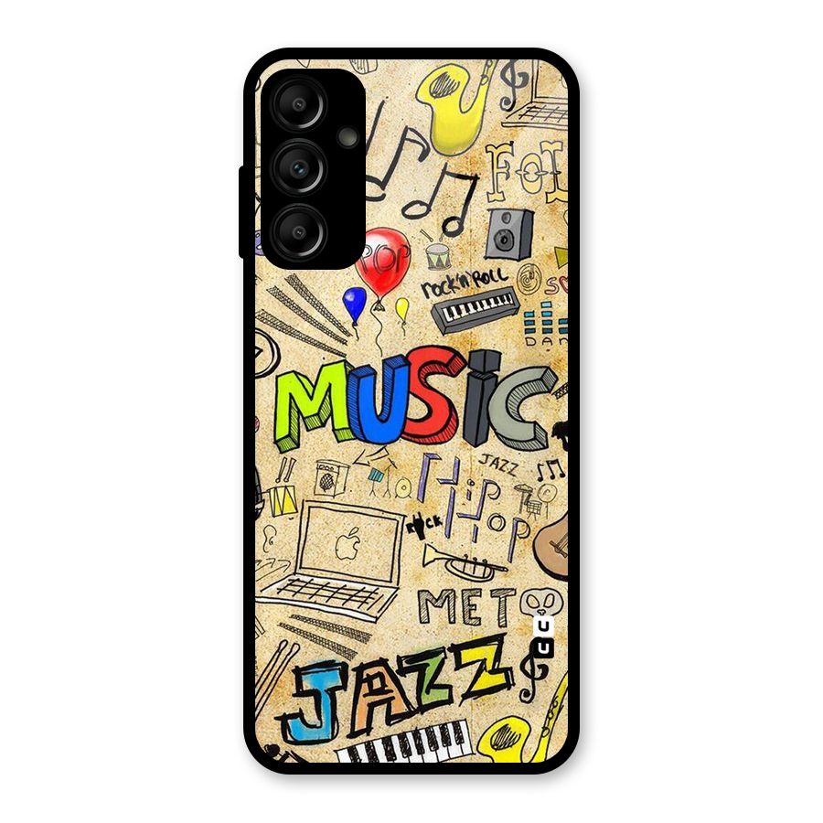 Music Pattern Glass Back Case for Galaxy A14 5G