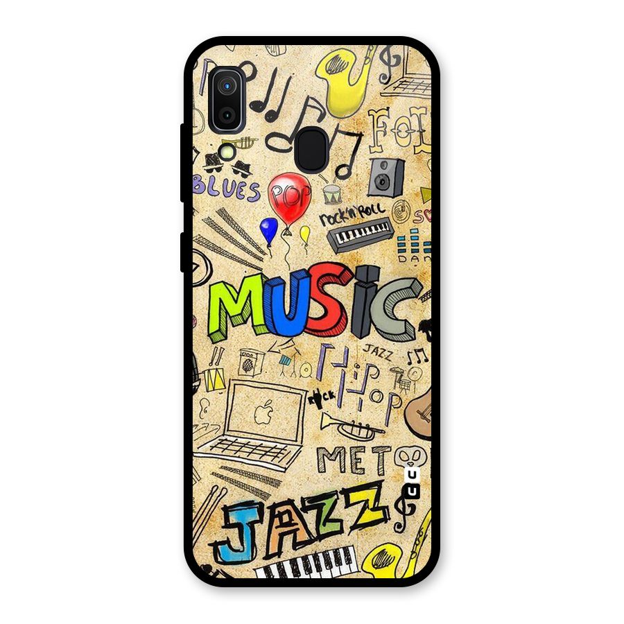 Music Pattern Glass Back Case for Galaxy A30