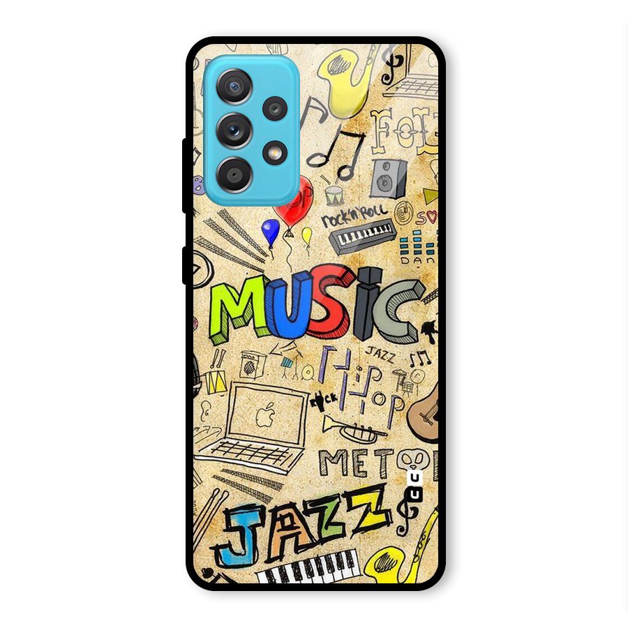 Music Pattern Glass Back Case for Galaxy A52