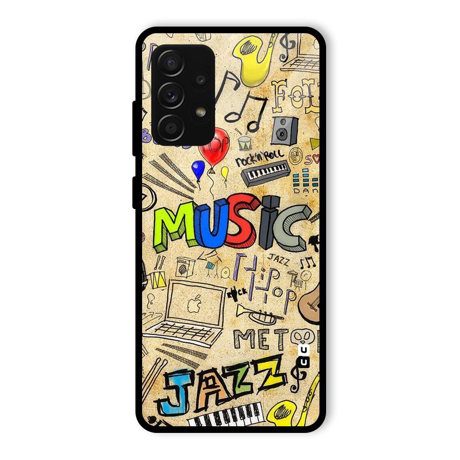 Music Pattern Glass Back Case for Galaxy A53 5G